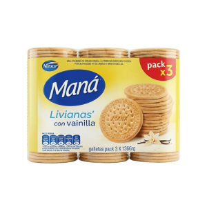 GALLETAS SABOR VAINILLA MANA PACK DE 3