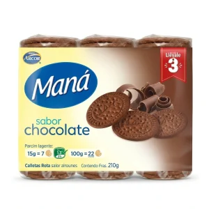 GALLETAS SABOR CHOCOLATE MANA PACK DE 3