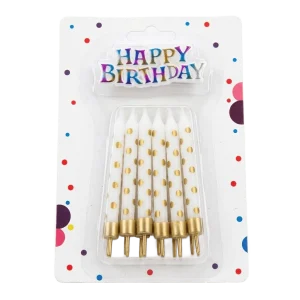 Velas para cumpleaños blancas y dorado