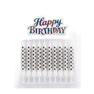 Velas para cumpleaños blancas y negro
