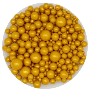 Perlas doradas de tamaños mixtos 50 gr