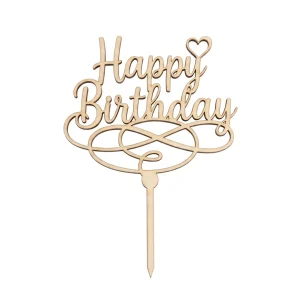 Topper de MDF Happy Birthday para Tortas